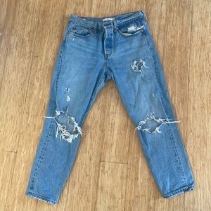 Levi Wedgie distressed jeans with rips